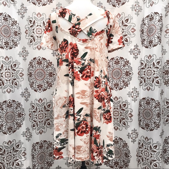 •ELDRIDGE• NWT Coral Floral Back-Strap Shift Dress - Picture 2 of 8